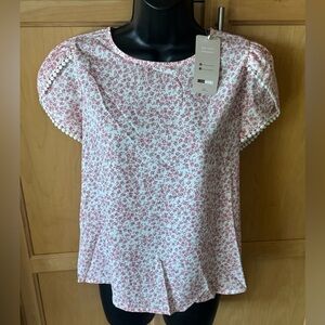 Floral Pink and White Blouse